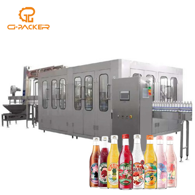 Automatisk 3in 1 glasflaska smak Kolsyrade drycker Fyllningslinje Flavor Drinks Plant 