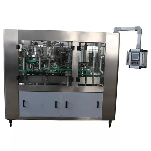 M&uuml;&uuml;a automaatne kolm &uuml;hes klaaspudelis gaseeritud jookide t&auml;itmis- ja pakkimismasin 